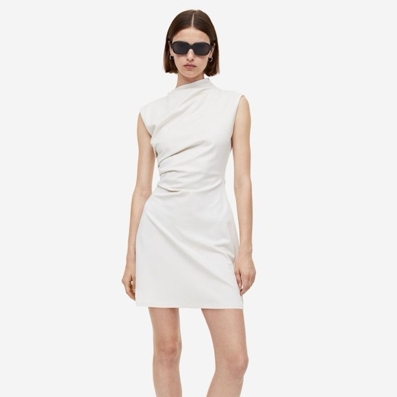 H&M Dresses & Skirts - H&M Draped Asymmetrical White Dress- Small